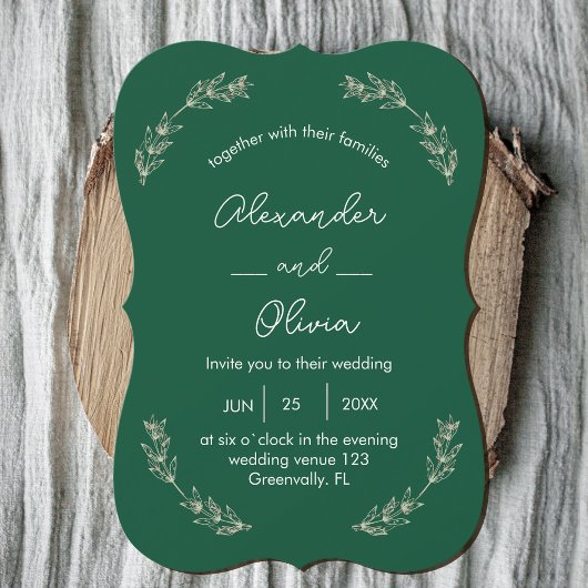 Elegante Grüne Einladung Hochzeit | Script-Schrift