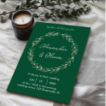 Elegante Grüne Einladung Hochzeit | Script-Schrift