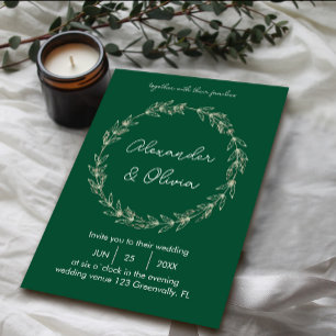 Elegante Grüne Einladung Hochzeit   Script-Schrift