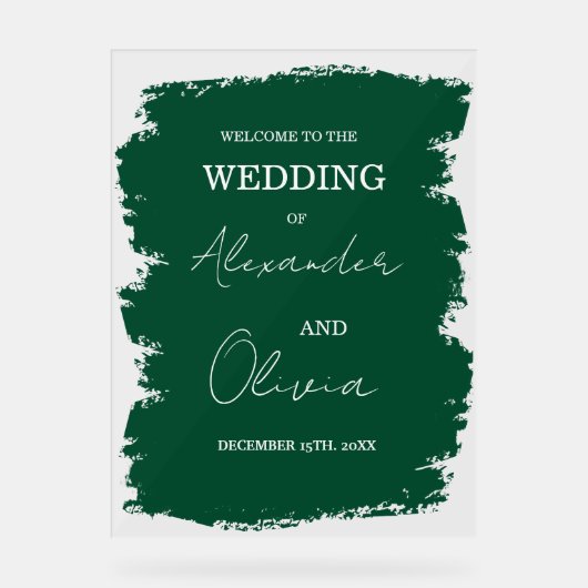 Elegante Grüne Einladung Hochzeit | Script-Schrift Acrylschild (Vorderseite)