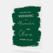 Elegante Grüne Einladung Hochzeit | Script-Schrift Acrylschild (Winkel)