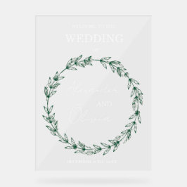 Elegante Grüne Einladung Hochzeit | Script-Schrift Acrylschild