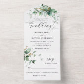 Elegante Grüne Emerald Gold Hochzeitsdetails UAWG All In One Einladung (Innen Boden)