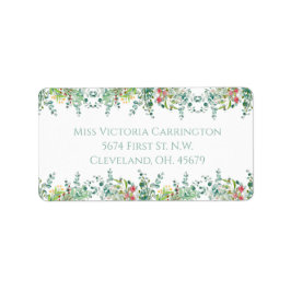 Elegante, grüne Eukalyptus Floral Wasserfarbe Adressaufkleber