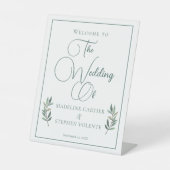 Elegante grüne Eukalyptus Leaf Hochzeit im Herbst Sockelschild (Vorderseite)