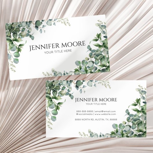 Elegante grüne Eukalyptus-Pflanze-Blätter Visitenkarte