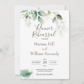 Elegante Grüne Eukalyptus Probe Abendessen Invit Einladung (Vorderseite)