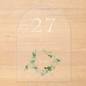 Elegante grüne Eukalyptus Wreath Arch Tischnummer (Vorderseite)