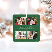 Elegante grüne Familie 4 FotoCollage Weihnachten Ornament Aus Metall