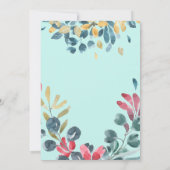 Elegante grüne farbenfrohe Hochzeit mit Blumen Einladung (Rückseite)