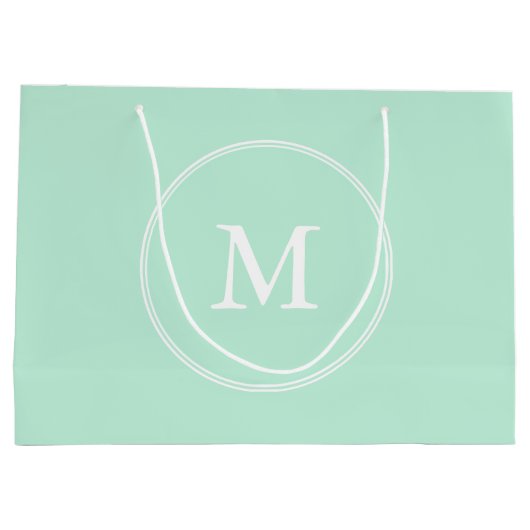 Elegante, grüne Farbmonogramm Moderne Vorlage Große Geschenktüte (Rückseite)