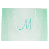 Elegante, grüne Farbmonogramm - Moderne Vorlage Große Geschenktüte (Rückseite)