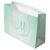 Elegante, grüne Farbmonogramm - Moderne Vorlage Große Geschenktüte (Rückseite Schrägansicht)