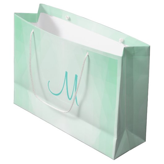 Elegante, grüne Farbmonogramm - Moderne Vorlage Große Geschenktüte (Vorderseite Schrägansicht)