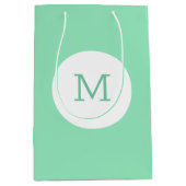 Elegante, grüne Farbmonogramm-Vorlage Moderne Mittlere Geschenktüte (Vorderseite)