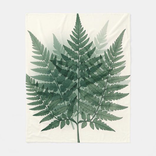 Elegante grüne Farnwedel Botanisch  Fleecedecke (Vorderseite)