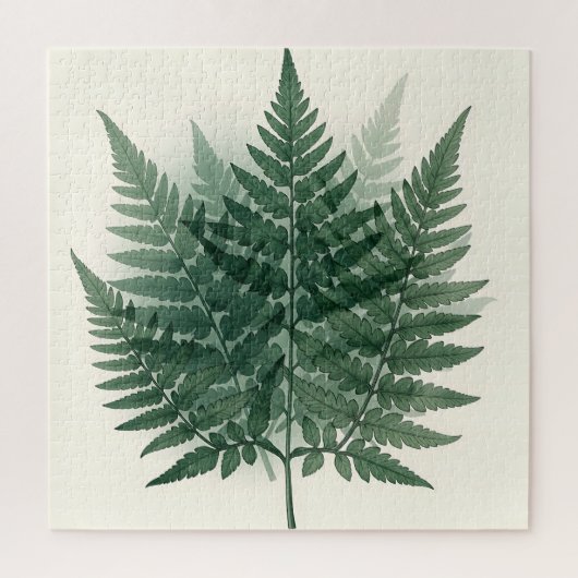 Elegante grüne Farnwedel Botanisch Puzzle (Vertikal)