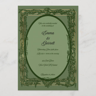 Elegante grüne Filigran-Hochzeitseinladung Einladung