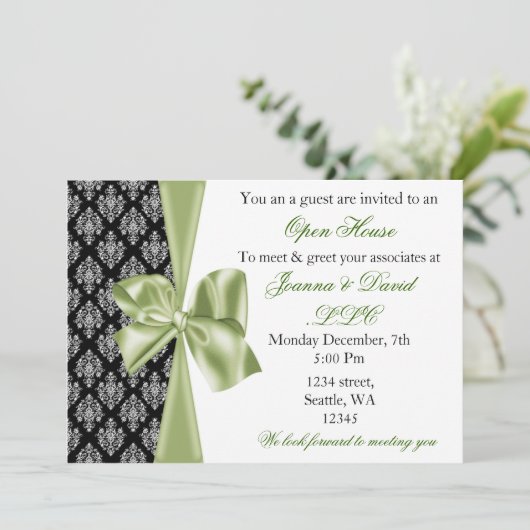 elegante, grüne Firmeneinladung Einladung (Stehend Vorderseite)