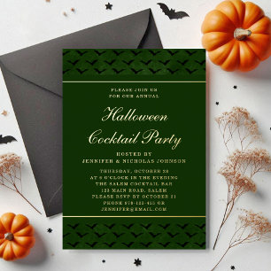 Elegante grüne Fledermäuse Halloween Cocktailparty Folieneinladung