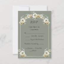 Elegante grüne Floral-Hochzeits-RSVP-Karte