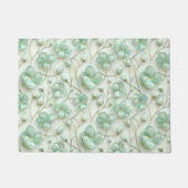 Elegante grüne florale Fußmatte (Vorderseite)