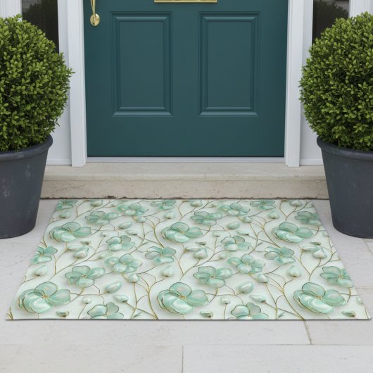 Elegante grüne florale Fußmatte