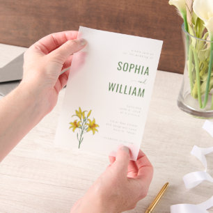 Elegante Grüne Florale Hochzeit Pergament Einladungen