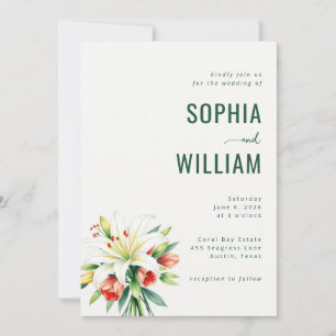 Elegante grüne florale Hochzeitseinladung Einladung