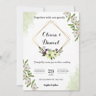 Elegante grüne florale Hochzeitseinladung Einladung