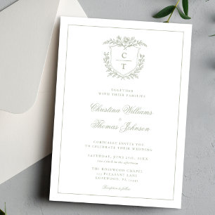 Elegante grüne florale Hochzeitseinladung im Salbe Einladung