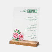 Elegante grüne florale Hochzeitsmenü Acrylschild (Winkel)