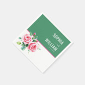 Elegante grüne florale Rosen Serviette (Ecke)