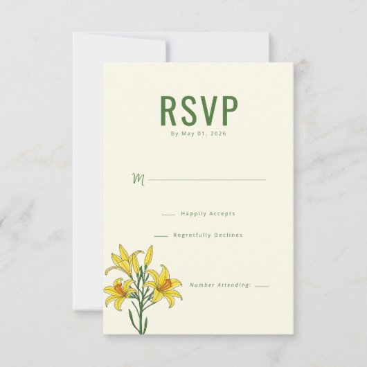 Elegante grüne florale RSVP Karte (Vorderseite)