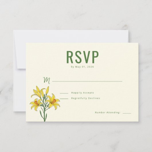 Elegante grüne florale RSVP Karte (Vorderseite)