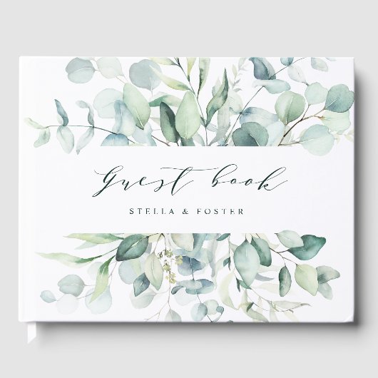 Elegante grüne Foliage Hochzeit Gästebuch (Vorderseite)