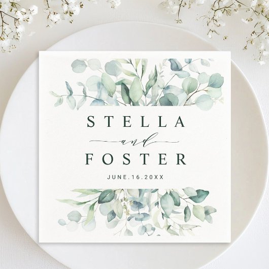 Elegante grüne Foliage Hochzeit Serviette