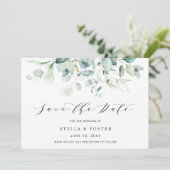 Elegante grüne Foliage Hochzeit Speichern Sie die  Save The Date (Stehend Vorderseite)