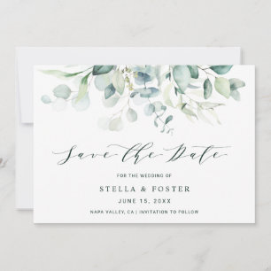 Elegante grüne Foliage Hochzeit Speichern Sie die Save The Date