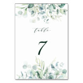 Elegante grüne Foliage Hochzeit Tischnummer (Rückseite)