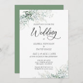 Elegante grüne Foliage Hochzeitseinladung Einladung (Vorne/Hinten)