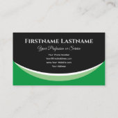 Elegante grüne Formen auf schwarzem Monogramm-3d-E Visitenkarte (Rückseite)