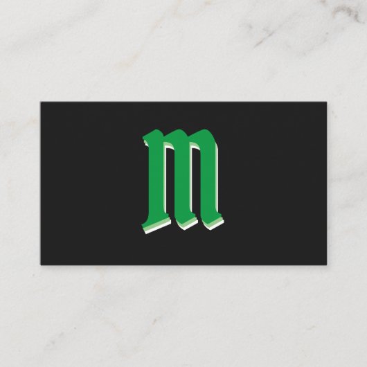 Elegante grüne Formen auf schwarzem Monogramm-3d-E Visitenkarte (Vorderseite)