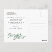 Elegante grüne französische Hochzeit retten das Da Postkarte (Rückseite)