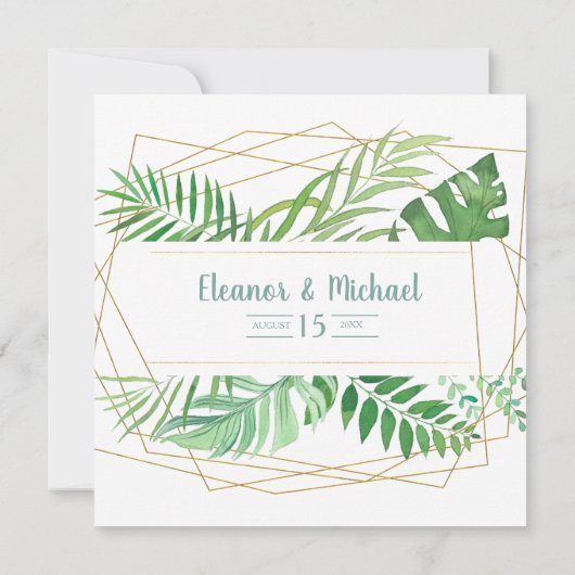 Elegante Grüne Frühlings- oder Sommergarten Hochze Einladung (Rückseite)