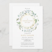 Elegante Grüne Garland Einladung (Vorne/Hinten)