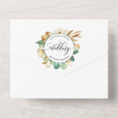 Elegante Grüne Gelbe Hochzeit mit Perforierter UAW All In One Einladung (Rückseite)