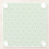 Elegante grüne geometrische Muster Glasuntersetzer (Rückseite)