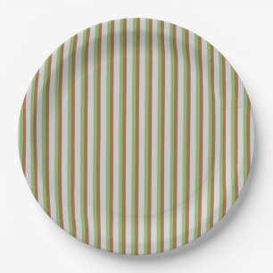 Elegante grüne gestreifte Retro-Vintage-Moderne Pappteller