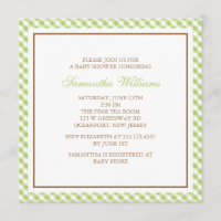 Elegante grüne Gingham-Muster-Babyparty